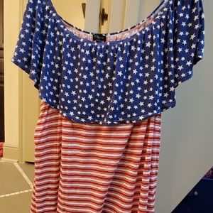 Old Navy Blue and Red Star Striped Top